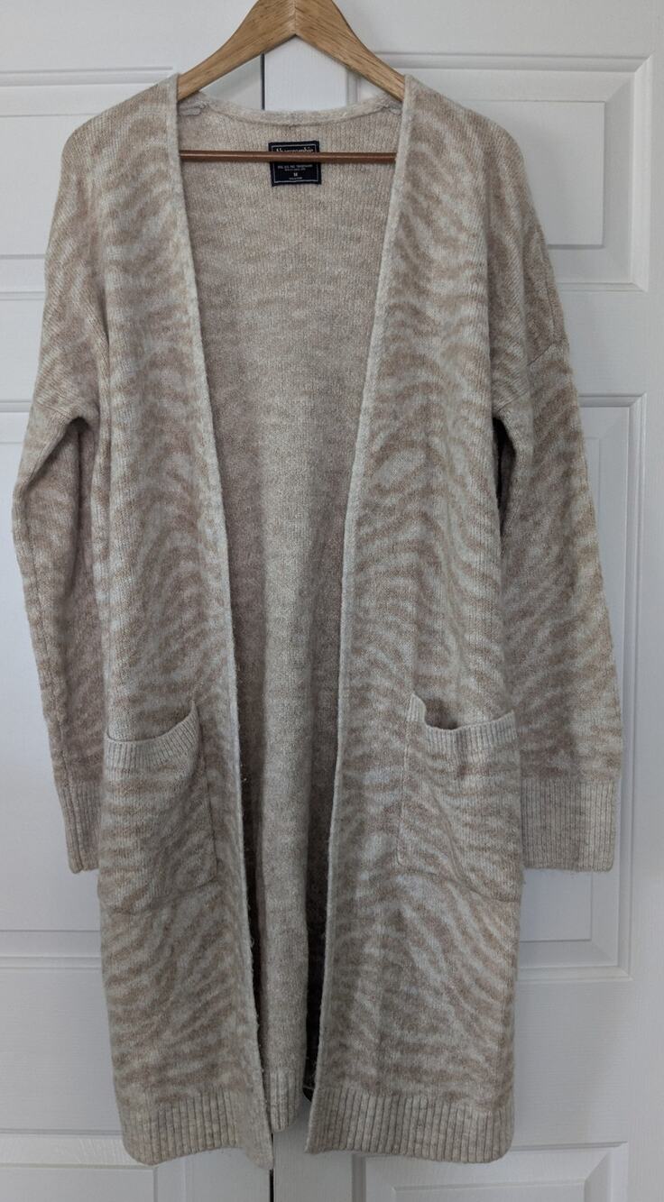Abercrombie & Fitch Open Front Duster Cardigan Zebra Print
